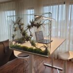 interior glass panel with integrated botanical elements