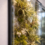 glass botanical panel with preserved plants composition
