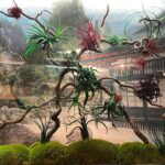 biophilic glass panel installation in interior space